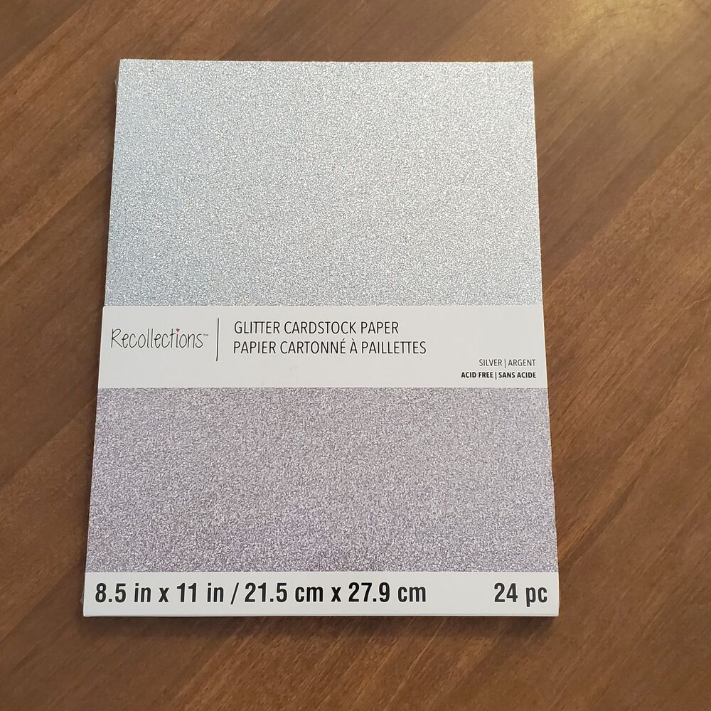 Recollections 24 Sheets 8.5" x 11" SILVER GLITTER Cardstock Papers 65lb